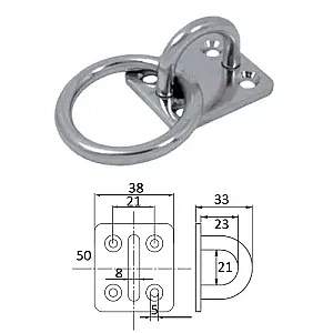 Планка квадратная с кольцом 8мм 1013-0308