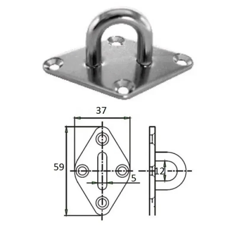 CIM Планка ромб с проушиной 5 мм AISI 304