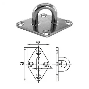 Планка ромб с проушиной 6 мм AISI 304 1023-0306