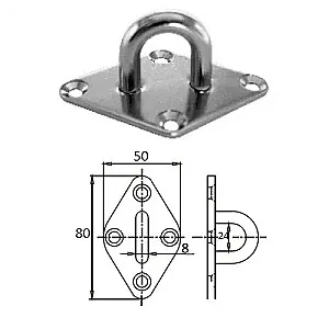 Планка ромб с проушиной 8 мм AISI 304 1023-0308
