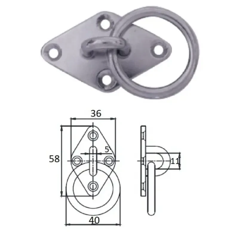 CIM Планка ромб с кольцом 5 мм AISI304