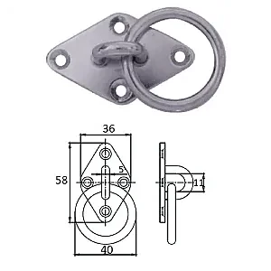 Планка ромб с кольцом 5 мм AISI304 1023-1305