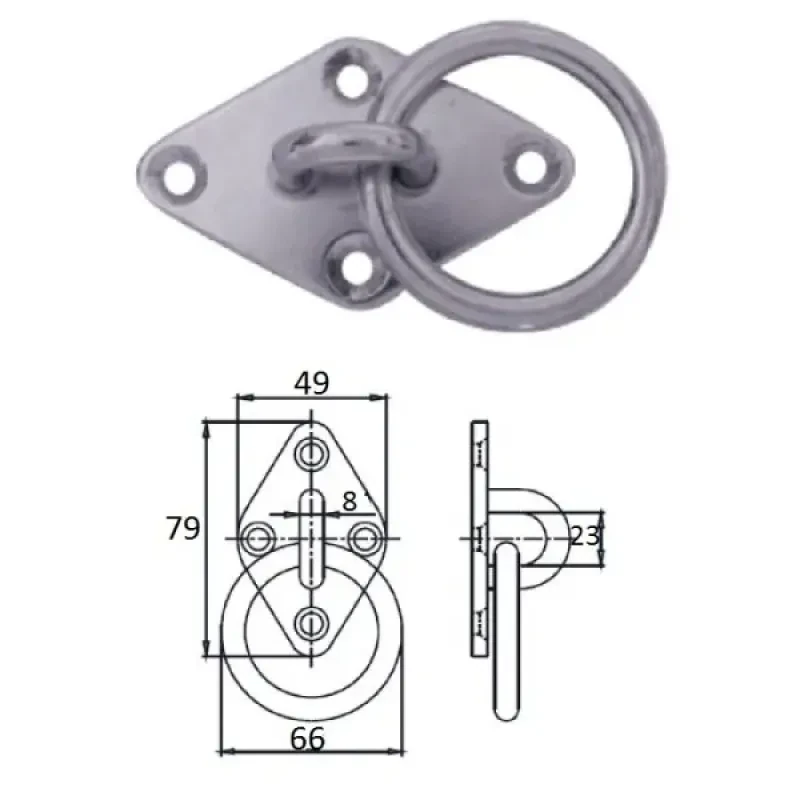 CIM Планка ромб с кольцом 8 мм AISI304