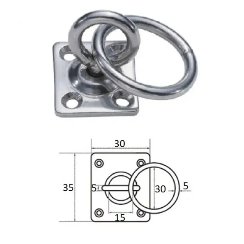 CIM Планка квадратная с поворотной проушиной и кольцом 5мм