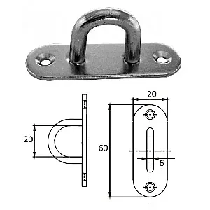 Планка овальная с проушиной 6 мм AISI 304 1021-0306