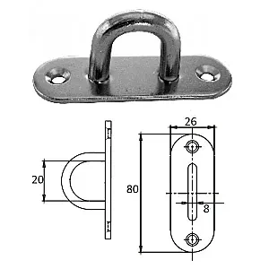 Планка овальная с проушиной 8 мм AISI 304 1021-0308