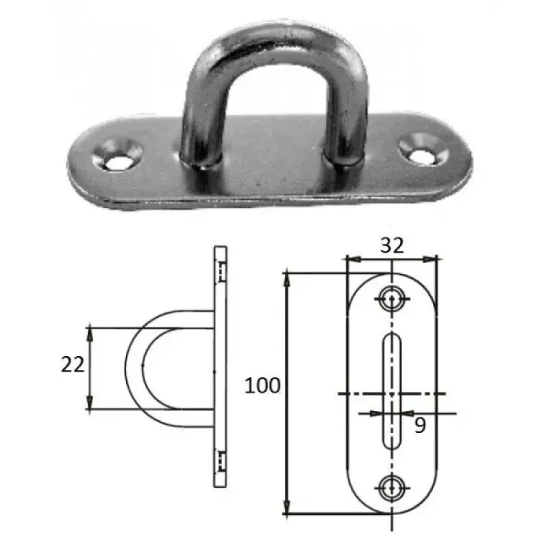 CIM Планка овальная с проушиной 9 мм AISI 304