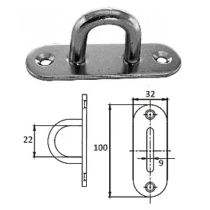 Планка овальная с проушиной 9 мм AISI 304 1021-0309