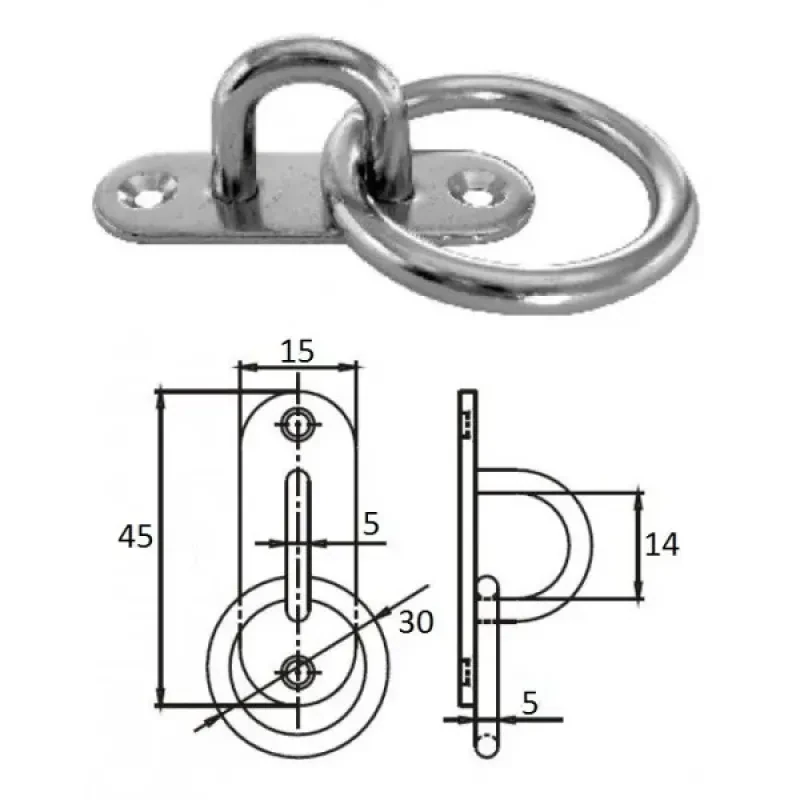 CIM Планка овальная с проушиной и кольцом 5 мм AISI 304