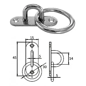 Планка овальная с проушиной и кольцом 5 мм AISI 304 1021-1305