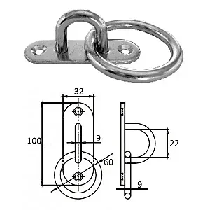 Планка овальная с проушиной и кольцом 9 мм AISI 304 1021-1309