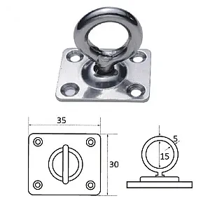Планка квадратная с поворотной проушиной 5мм 1029-0305