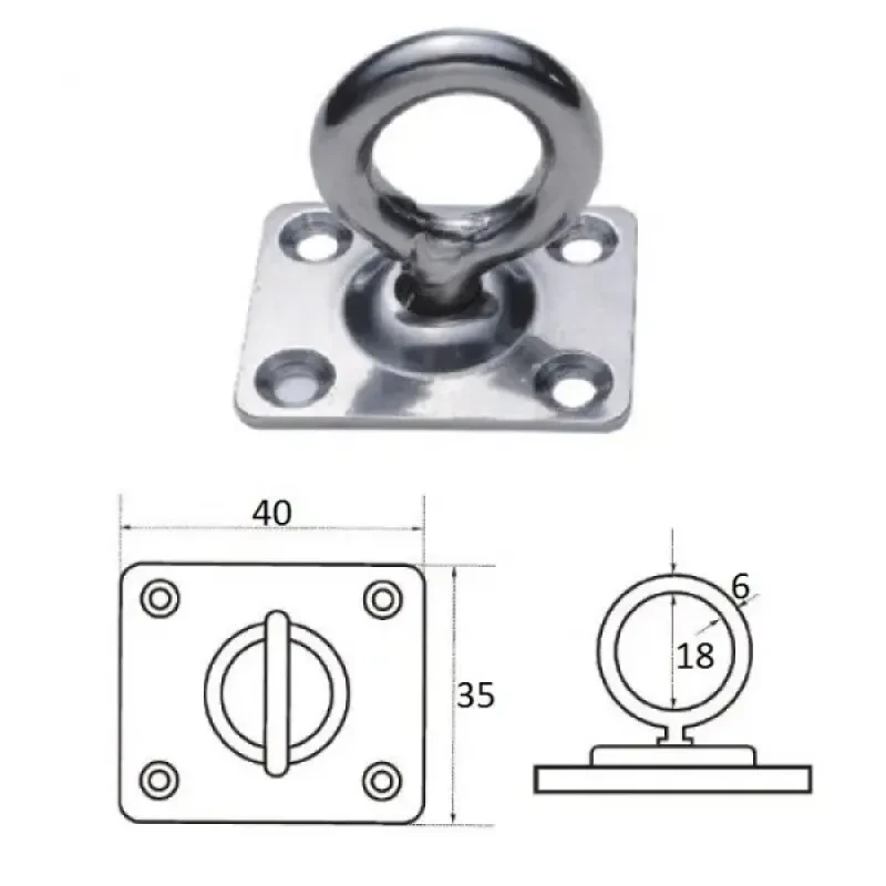 CIM Планка квадратная с поворотной проушиной 6мм