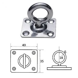 Планка квадратная с поворотной проушиной 6мм 1029-0306