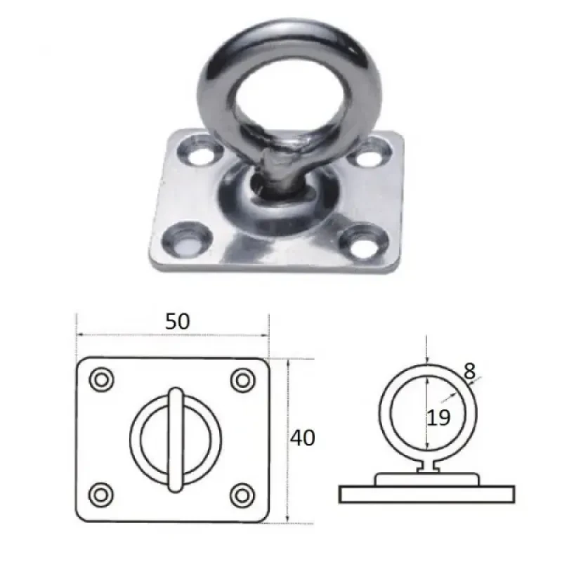 CIM Планка квадратная с поворотной проушиной 8мм