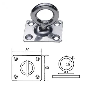 Планка квадратная с поворотной проушиной 8мм 1029-0308