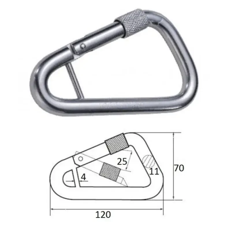 CIM Гак-карабин треугольный с перемычкой 4 мм AISI 316