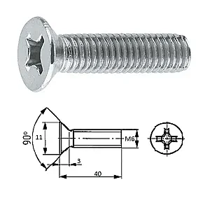 Винт пот.гол M6X 40 нерж.A2 (100 шт) D965 M6-1.0X 40