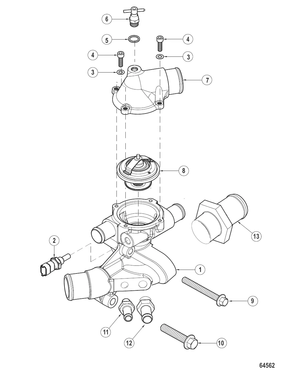 Корпус термостата в сборе