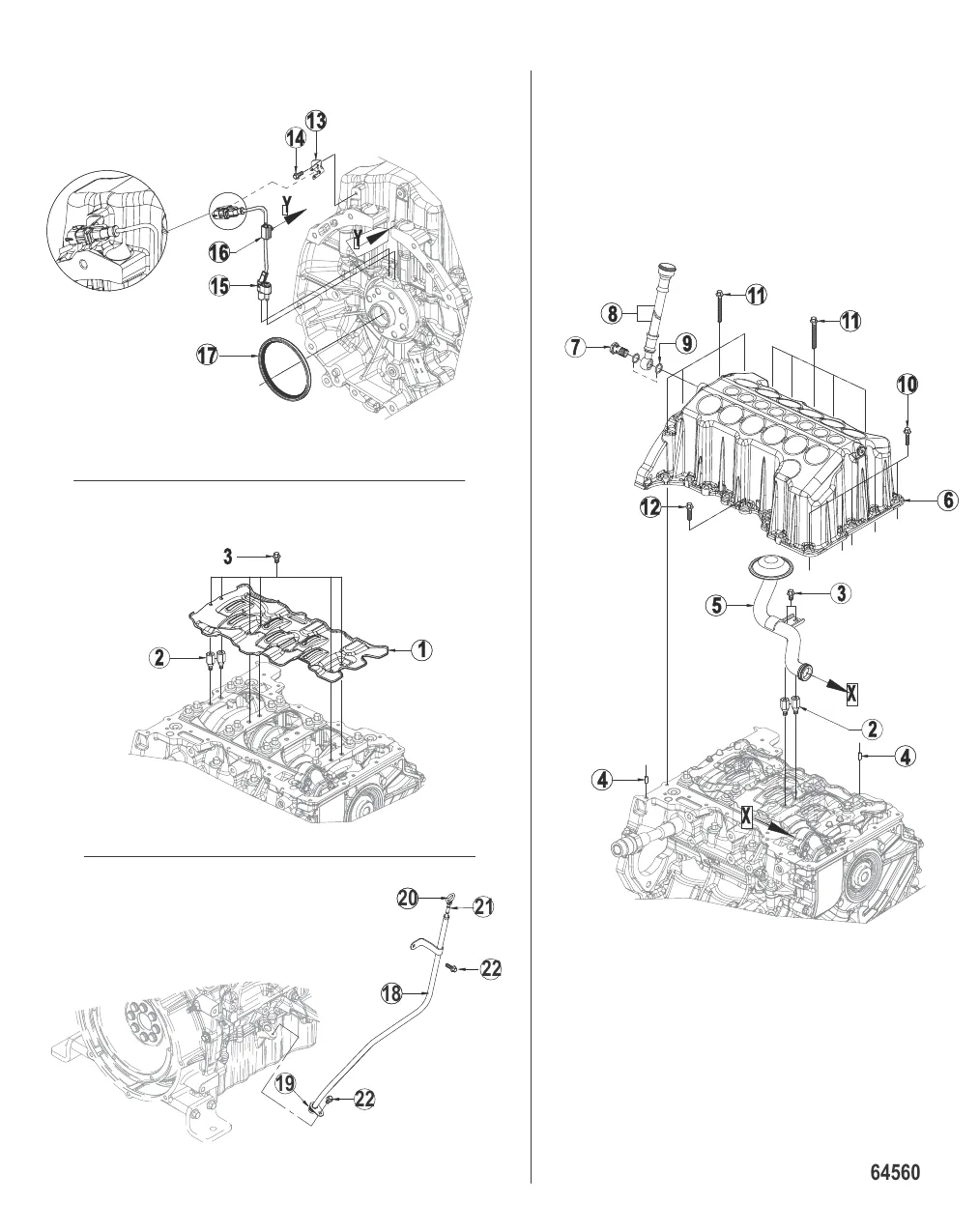 Блок цилиндра Маслосборник, отражатель, масляный щуп, датчик коленчатого вала