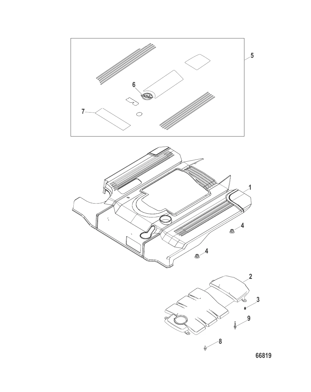 Верхняя крышка двигателя Бортовые двигатели