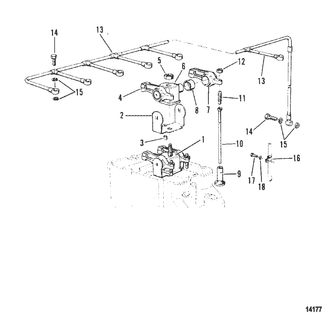 Рычаг коромысла и маслопроводы