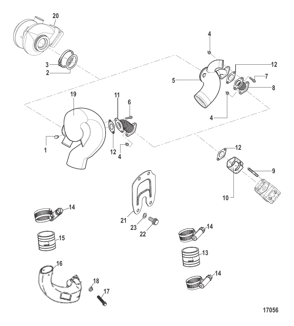 Турбонагнетатель и выхлопной коленчатый патрубок