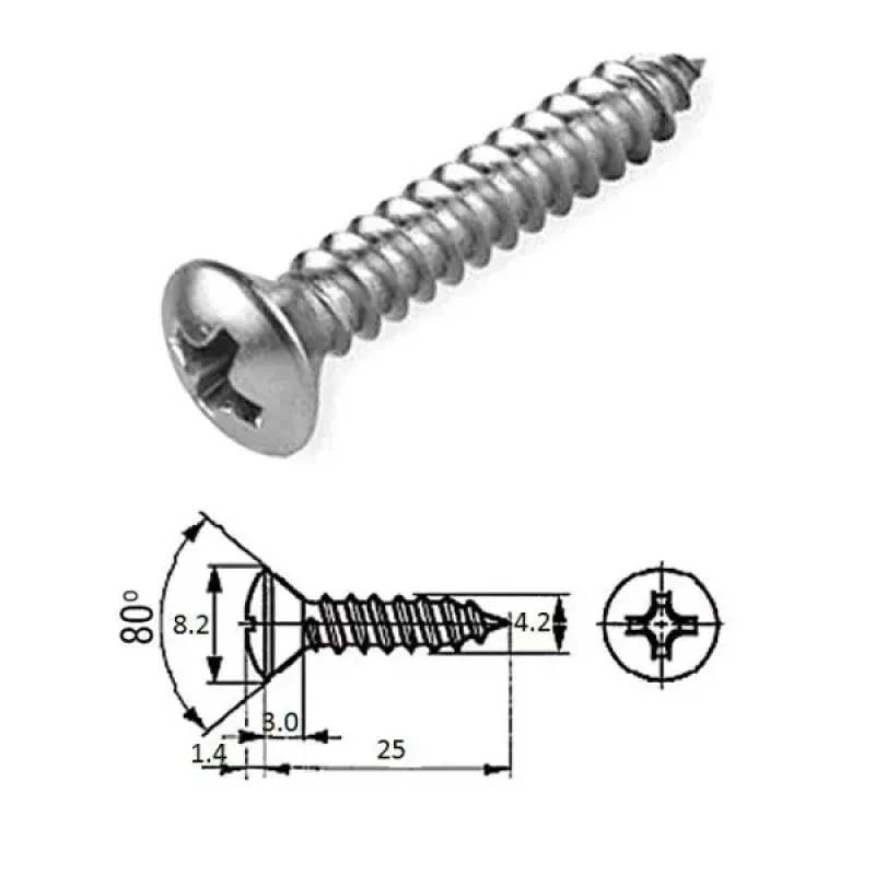 Шуруп п/пот.гол M4.2X 25 нерж.A2