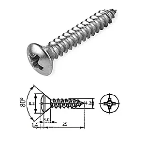 Шуруп п/пот.гол M4.2X 25 нерж.A2 D7983 M4.2X 25