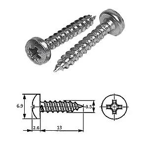 Шуруп п/кр.гол M3.5X 13 нерж.A2 (100 шт) D7981 M3.5X 13