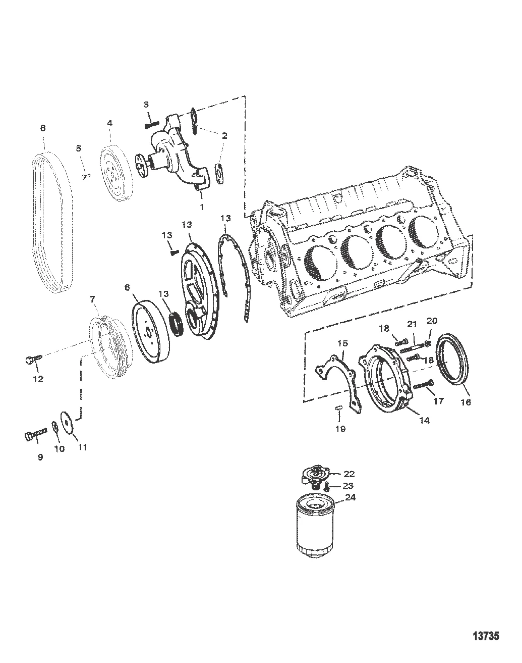 Водяной насос и передняя крышка