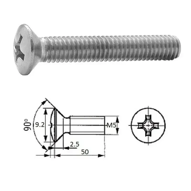 ZONBIX Винт п/пот.гол M5X50 нерж.A2