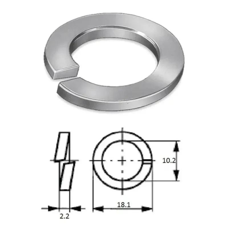 ZONBIX Шайба пружинная (гровер) M10 нерж.A2 (100 шт)