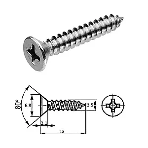 Шуруп пот.гол M3.5X 13 нерж.A2 (100 шт) D7982 M3.5X 13