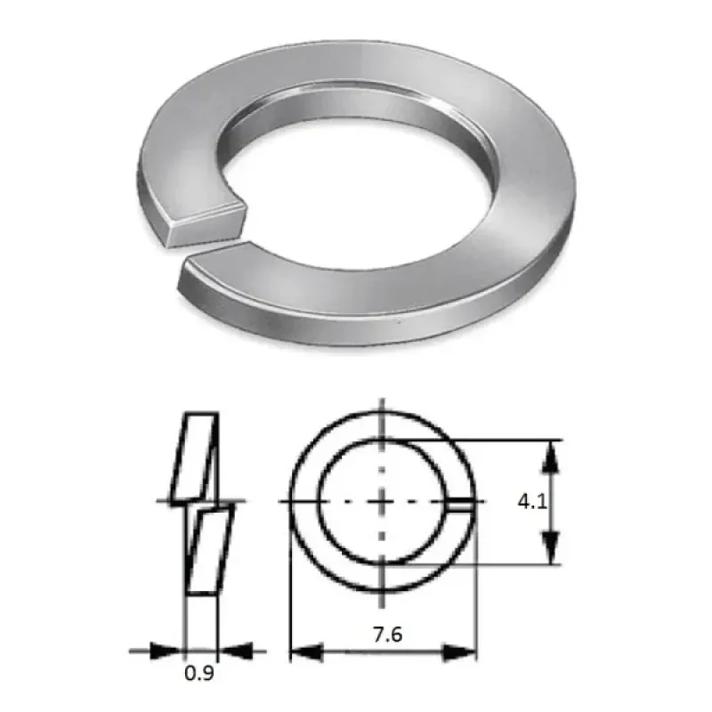 ZONBIX Шайба пружинная (гровер) M 4 нерж.A2 (100 шт)