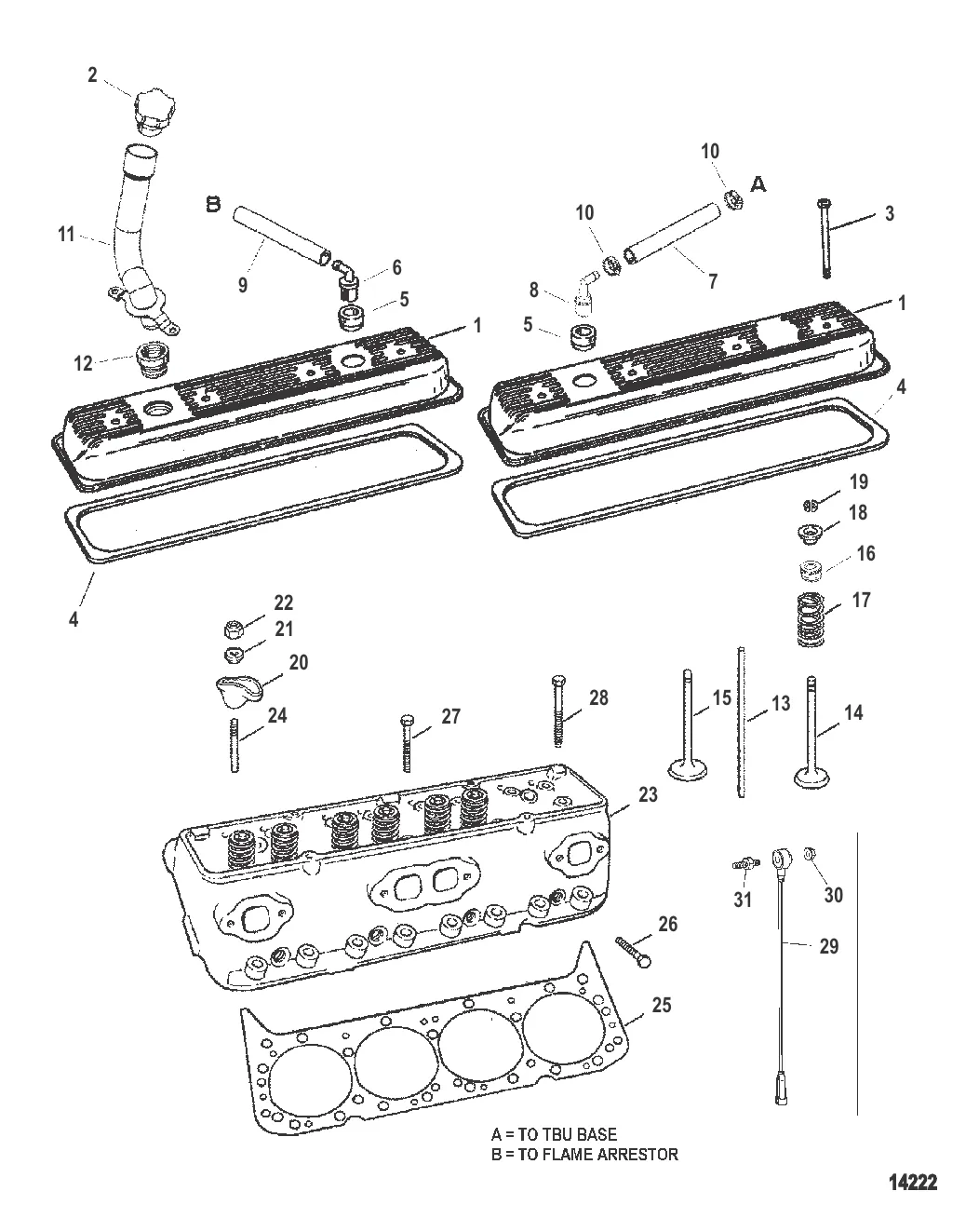 Головка цилиндра и крышка коромысла
