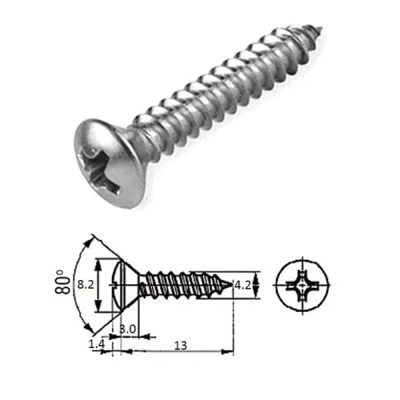 ZONBIX Шуруп п/пот.гол M4.2X 13 нерж.A2