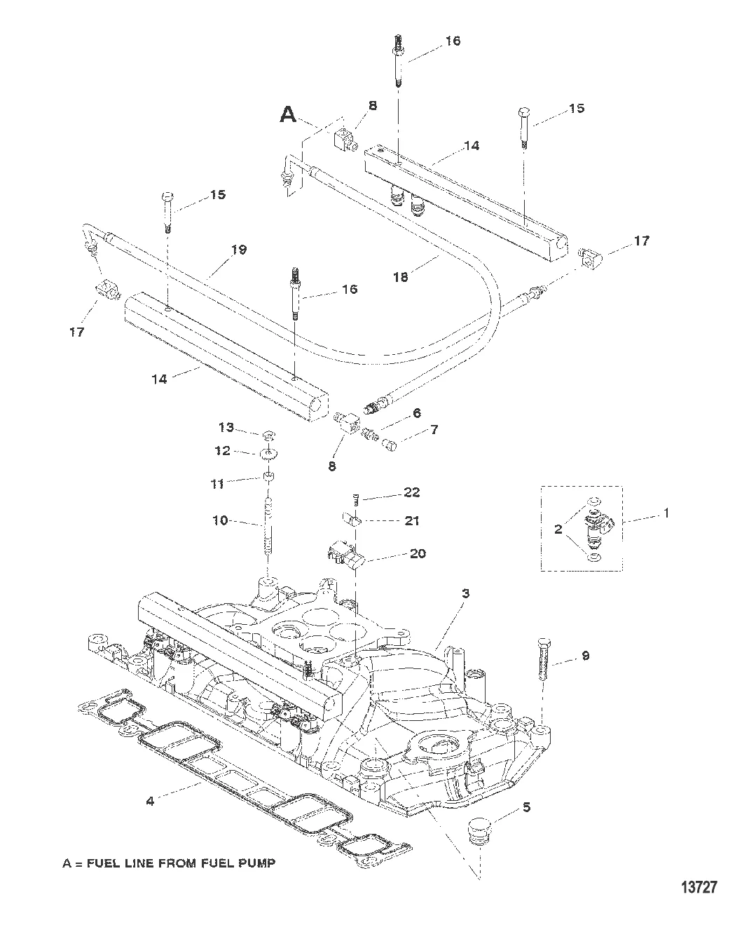 Впускной коллектор и топливные направляющие (С/н 0L304599 и ниже)