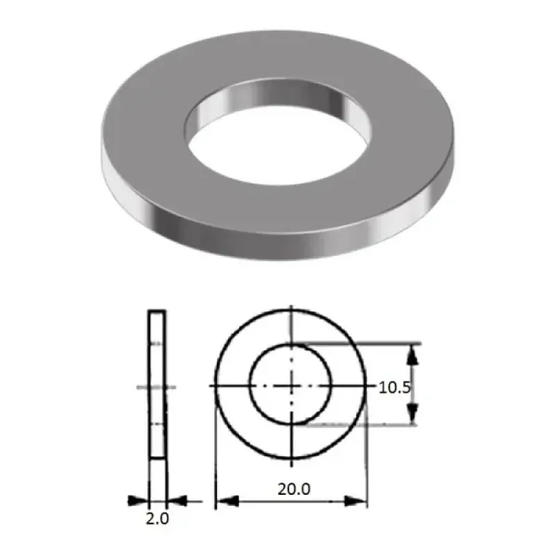 ZONBIX Шайба M10 нерж.A2 (10 шт)