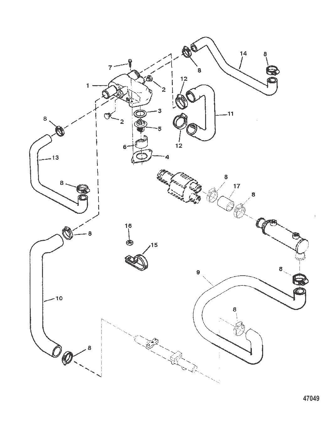 КОРПУС ТЕРМОСТАТА (СТАНДАРТНАЯ СИСТЕМА ОХЛАЖДЕНИЯ)