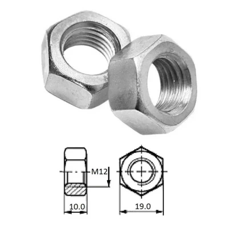 ZONBIX Гайка M12 нерж.A2 (100 шт)
