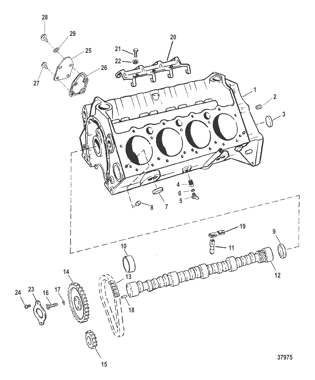 БЛОК ЦИЛИНДРОВ И РАСПРЕДЕЛИТЕЛЬНЫЙ ВАЛ