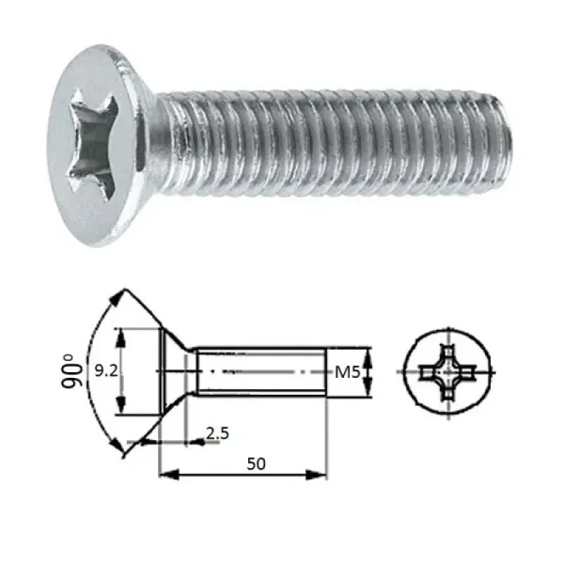 ZONBIX Винт пот.гол M5X 50 нерж.A2 (100 шт)