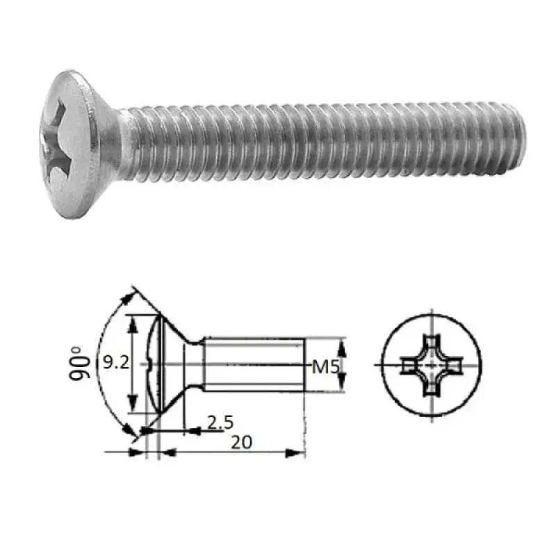 ZONBIX Винт п/пот.гол M5X20 нерж.A2 (100 шт)