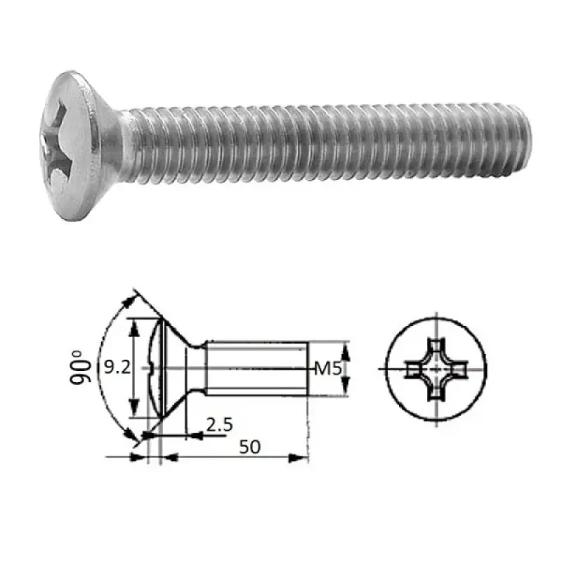 ZONBIX Винт п/пот.гол M5X50 нерж.A2 (100 шт)