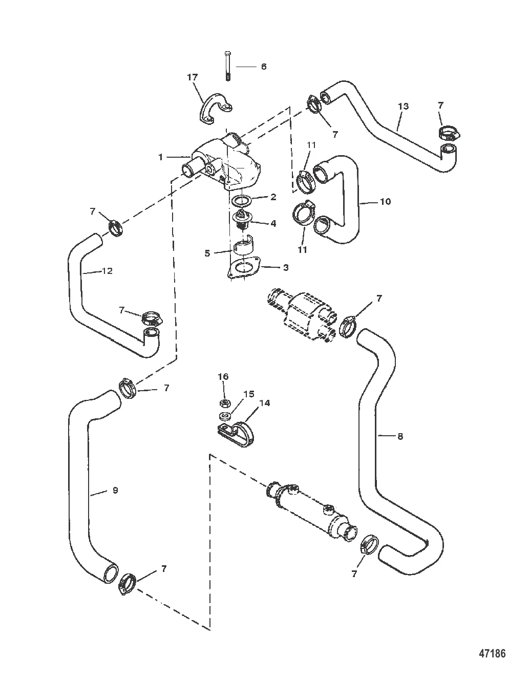 КОРПУС ТЕРМОСТАТА (ЧУГУН) (СТАНДАРТНАЯ СИСТЕМА ОХЛАЖДЕНИЯ)