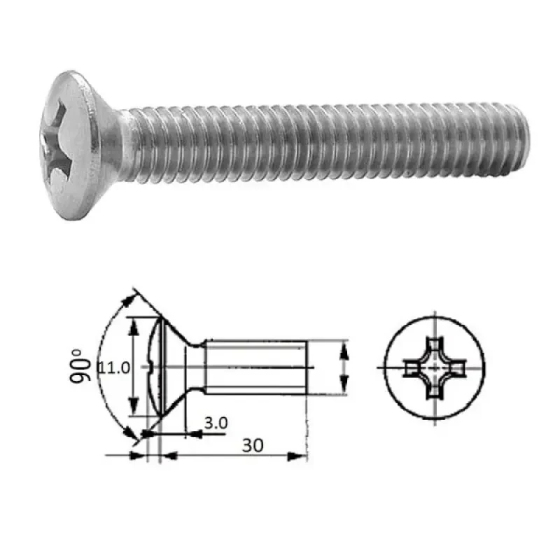 ZONBIX Винт п/пот.гол M6X30 нерж.A2 (100 шт)