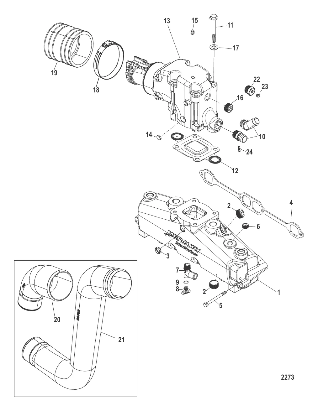 Выхлопной коллектор Коленчатый патрубок и трубы (ручной слив)