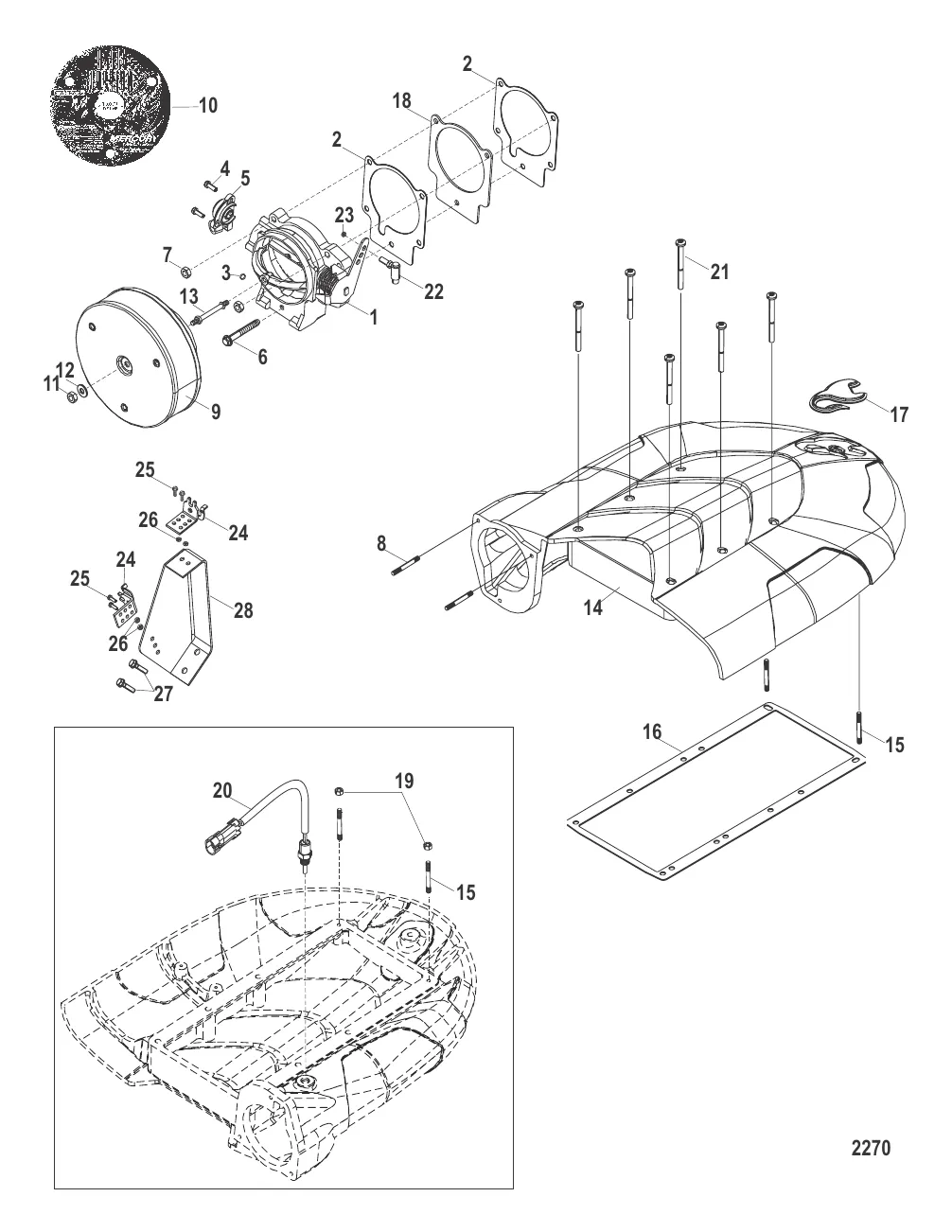 Корпус дроссельной заслонки и воздушная камера