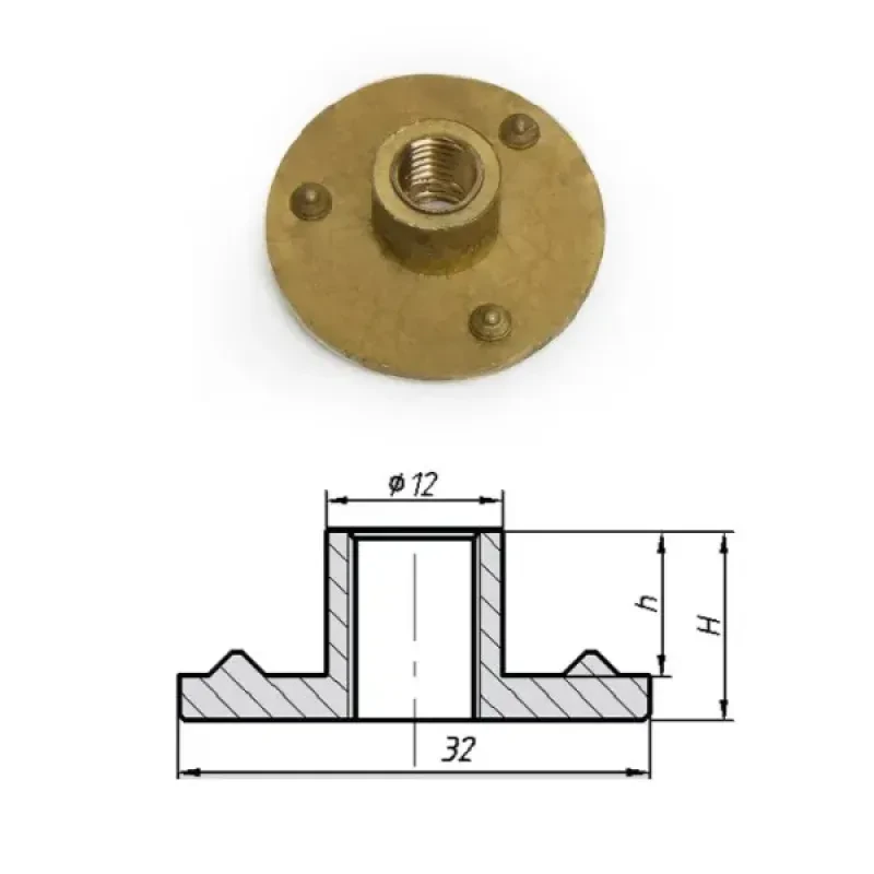 Техномарин Т-гайка сквозная латунь 10 мм